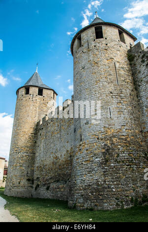 Zwei Burgtürme Carcassonne Stockfoto