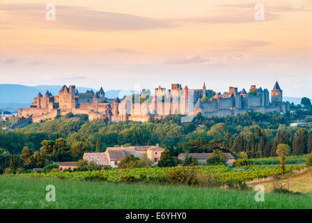 Carcassonne-Abend Stockfoto