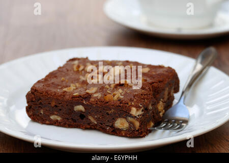 Hausgemachter Brownie mit Haselnüssen Stockfoto