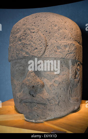 Mexiko, Mexiko-Stadt, National Museum of Anthropology, Olmeken kolossale Kopf Stockfoto