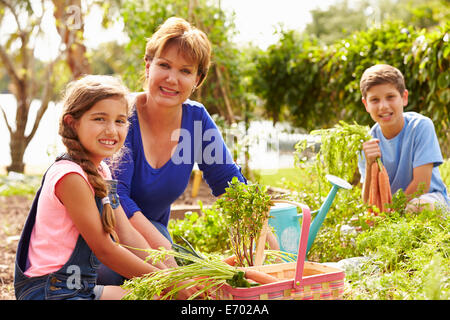 Großmutter mit Enkel arbeiten auf Zuteilung Stockfoto