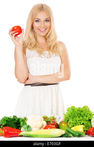 Frau mit Gemüse Stockfoto