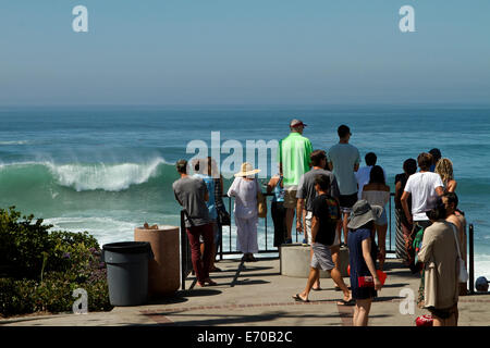 Laguna Beach, Kalifornien, USA. 27. August 2014. Genießen Sie die riesige Brandung bei Brooks Street in Laguna Beach Kalifornien Surfers Stockfoto