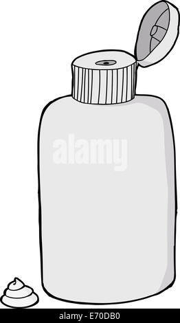 Generische weiße Lotion Flasche mit Sahne über isolierte Hintergrund Stockfoto