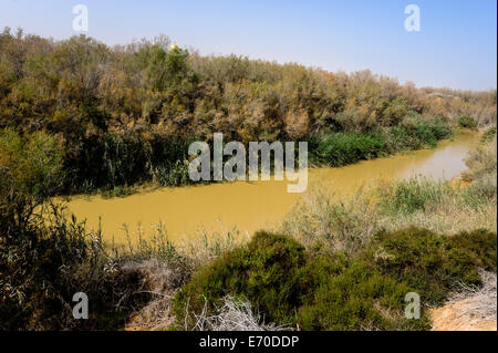 Jordanien. Bethany ist die Siedlung und die Region wo Johannes der Täufer lebte und getauft. Fluss Jordan. Stockfoto