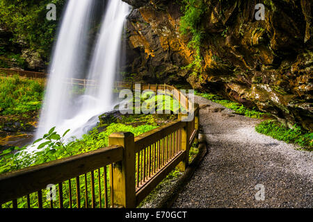 Wanderweg hinter Dry Falls im Nantahala National Forest, North Carolina. Stockfoto