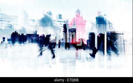 Abstraktes Bild von Geschäftsleuten auf der Straße Stockfoto