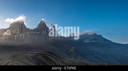 Aiguilles d'Arves Berg, Pelvoux, Dauphiné-Alpen, Savoie, Frankreich Stockfoto