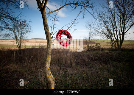 Somme WW1 Schlachtfeld, 1. Juli-November 1916, Frankreich. Website von Lochnagar Krater an La Boiselle. Februar 2014 Lochnagar Crat Stockfoto