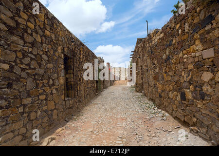 Straßenbild in der verlassenen Silber Bergbaustadt Real de Catorce Stockfoto