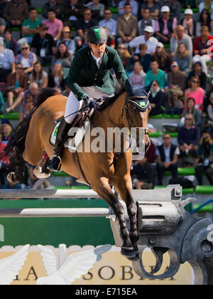 Caen, Frankreich. 03rd September 2014. Fahrer Doda de Miranda von Brasilien auf Pferd «AD Rahmannshof Bogeno» konkurriert in der Springturnier während der World Equestrian Games 2014 in Caen, Frankreich, 3. September 2014. Foto: Rolf Vennenbernd/Dpa/Alamy Live News Stockfoto