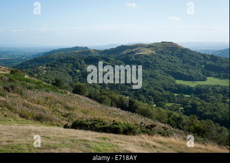 Britischen Lager, einer eisenzeitlichen Siedlung auf den Hügeln von Malvern, Worcestershire, UK. Stockfoto