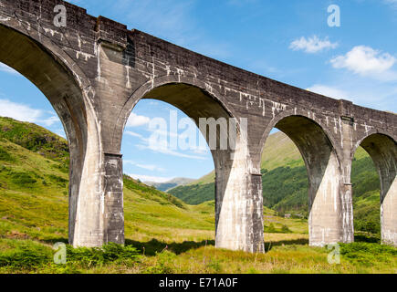 Glenfinnan-Viadukt, gewölbten Eisenbahnbrücke auf West Highland Line in Lochaber, Schottland Stockfoto