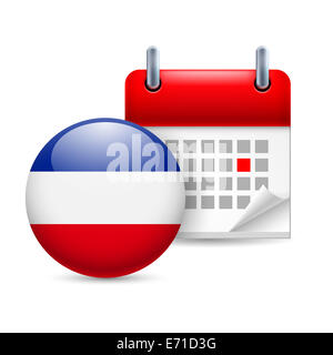 Kalender und Runde jugoslawischen Flaggen-Symbol. Nationalfeiertag in Jugoslawien Stockfoto