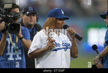Los Angeles, Kalifornien, USA. 2. Sep, 2014. Entertainerin und Schauspielerin Queen Latifah vor der MLB Spiel zwischen den Washington Nationals und die Los Angeles Dodgers im Dodger Stadium OnTuesday 2 September 2014.ARMANDO ARORIZO © Armando Arorizo/Prensa Internacional/ZUMA Draht/Alamy Live News Stockfoto