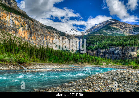 Landschaftlich reizvolle Bergwanderungen Ansichten, Berg Lake Trail, Mount Robson Provincial Park-British Columbia-Kanada Stockfoto