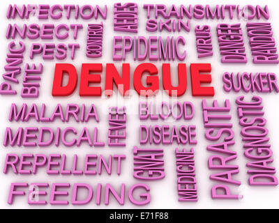3D-Bild Dengue-Konzept Wort cloud-Hintergrund Stockfoto