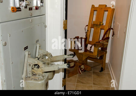 USA, Kentucky, Leverkusen, Lake Barkley, Blick auf einem elektrischen Stuhl in der historischen Kentucky State Penitentiary. Stockfoto