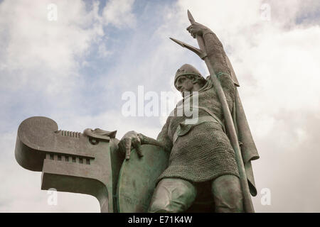 Statue von Ingolfur Arnarson, dem ersten Siedler Islands, des Bildhauers Einar Jonsson, Reykjavik, Island Stockfoto