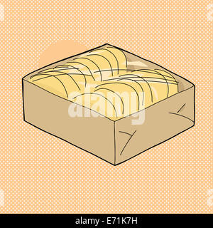 Handgezeichnete Cartoon Box von Taco-Schalen über Halbton Stockfoto