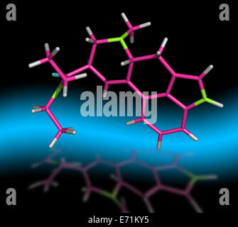 Molekül von Lysergic Acid Diethylamide, abgekürzt LSD oder LSD-25 Stockfoto