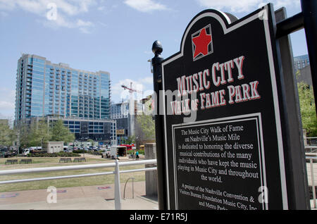 Nashville Tennessee, USA. Music City Walk of Fame Park. Berühmte Country und Western Musik Bürgersteig "Stars". Stockfoto