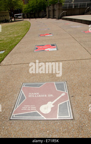 Nashville Tennessee, USA. Music City Walk of Fame Park. Berühmte Country und Western Musik Bürgersteig Sterne"" Hank Williams, Sr. Stockfoto