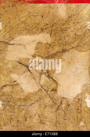 schmutzige alte verwendet Papier Seitenhintergrund mit rote Linie Stockfoto
