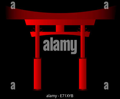 Eine typische japanische Tori Tor in rot und schwarz Stockfoto
