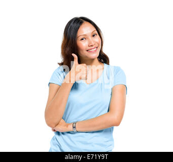 Frauen zeigen die Daumen nach oben Stockfoto