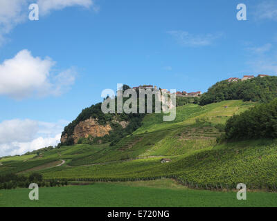 Typische Landschaft der Jura-Region in der Nähe von Chateau-Chalon in Frankreich Stockfoto