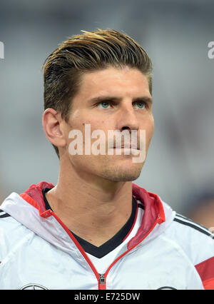 Gerresheim, Deutschland. 3. Sep, 2014. Deutschlands Mario Gomez ist im Bild vor den internationalen Fußball Spiel zwischen Deutschland und Argentinien in Gerresheim, Deutschland, 3. September 2014. Foto: Federico Gambarini/Dpa/Alamy Live News Stockfoto