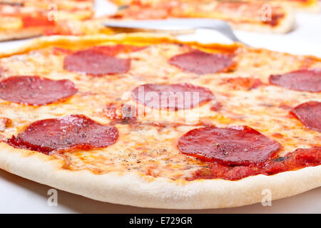 Peperoni Pizza Nahaufnahme Stockfoto