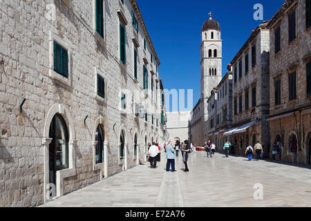 Placa oder Stradun, die Hauptstraße von Dubrovnik, Dalmatien, Kroatien Stockfoto