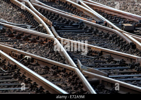 Gleise und weichen Bahnhof der Deutschen Bahn AG am Frankfurter Hauptbahnhof, Frankfurt Am Main, Hessen, Deutschland Stockfoto