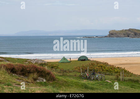 Urlaub im Kiloran Bay auf der Insel Colonsay in den Inneren Hebriden, Schottland. Stockfoto