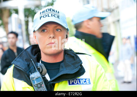 Cardiff, UK. 4. September 2014. "Abendessen des Todes" Protest findet in der Queen Street. Bildnachweis: Graham M. Lawrence/Alamy Live-Nachrichten. Stockfoto