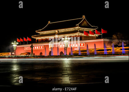 Die Nightscape Tiananmen Tower, Beijing Stockfoto