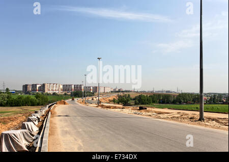 Bau der neuen Straße in Moskau, Russland Stockfoto