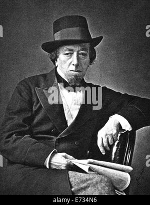 Benjamin Disraeli, 1st Earl of Beaconsfield, KG, PC, FRS, (vom 21. Dezember 1804 - 19. April 1881) war ein britischer Premierminister. Aus den Archiven von Presse Portrait Service (ehemals Presse Portrait Bureau) Stockfoto