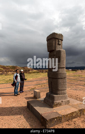 Ponce Monolith Tiahuanaco oder Tiwanaku Semi-subterranean Tempel Provinz von Ingavi, Abteilung von La Paz Bolivien Südamerika Stockfoto