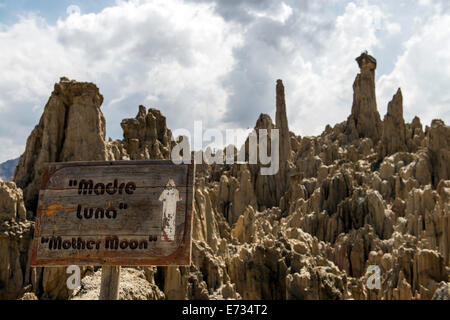 Geologischen Felsformationen in das Tal des Mondes (Valle De La Luna) Pedro Domingo Murillo Provinz, La Paz Department, Boliv Stockfoto