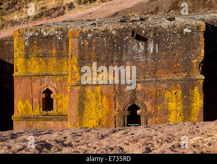 Monolithischen Felsen gehauene Kirche Bete Giyorgis, Lalibela, Äthiopien Stockfoto