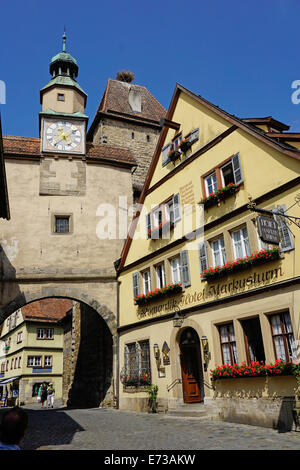 Markus Turm und Roder Bogen-, Rothenburg Ob der Tauber, romantische Straße, Franken, Bayern, Deutschland, Europa Stockfoto