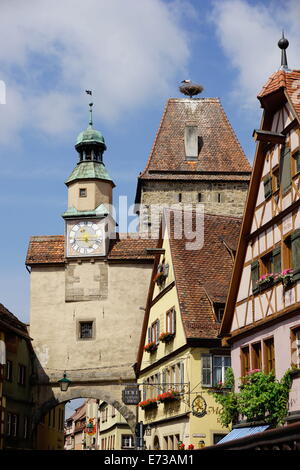 Markus Turm und Roder Bogen-, Rothenburg Ob der Tauber, romantische Straße, Franken, Bayern, Deutschland, Europa Stockfoto