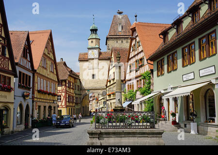 Markus Turm und Roder Bogen-, Rothenburg Ob der Tauber, romantische Straße, Franken, Bayern, Deutschland, Europa Stockfoto