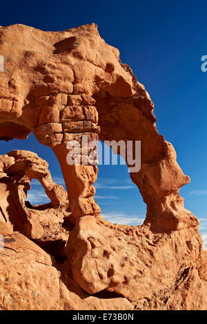 Brezel Arch, Valley of Fire State Park, Nevada, Vereinigte Staaten von Amerika, Nordamerika Stockfoto