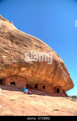 Haus am Feuer Ruinen, Anasazi Kultur, über 800 Jahre alt, Mule Canyon, Cedar Mesa, Utah, Vereinigte Staaten von Amerika, Nordamerika Stockfoto