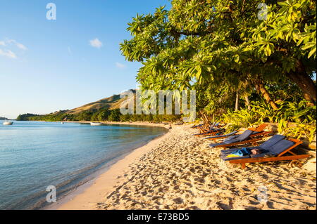 Weißer Sandstrand, Ruderer Bay, Yasawas, Fiji, Südsee, Pazifik Stockfoto