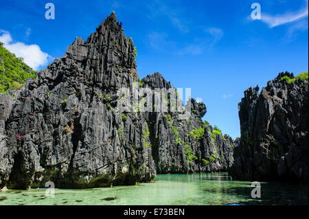 Kristallklares Wasser im Bacuit Archipel, Palawan, Philippinen, Südostasien, Asien Stockfoto